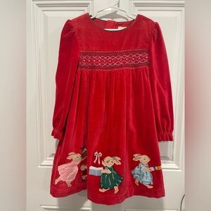 Mini Boden Kids' Bess Cosy Smocked Dress with Rabbits 6-7Y